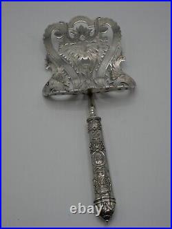Rare Pelle A Asperges En Argent Massif Poincon Minerve 1 Er Titre Mascaron
