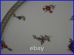 Rare Plat De Presentation En Argent Massif Poincon Minerve Et Porcelaine