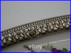 Rare Plat De Presentation En Argent Massif Poincon Minerve Et Porcelaine