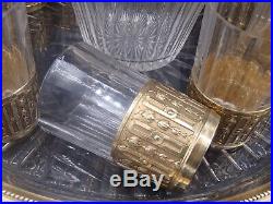 Rare Service A Liqueur 14 Pieces En Cristal Et Vermeil Poincon Minerve Coffret