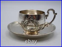 Rare Tasse A Moka En Argent Massif Poincon Minerve 1 Er Titre