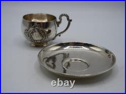 Rare Tasse A Moka En Argent Massif Poincon Minerve 1 Er Titre