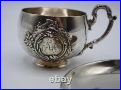 Rare Tasse A Moka En Argent Massif Poincon Minerve 1 Er Titre