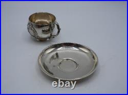 Rare Tasse A Moka En Argent Massif Poincon Minerve 1 Er Titre