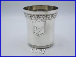 Rare Timbale 108 Grs Argent Massif Poincon Minerve 1er Titre Louise
