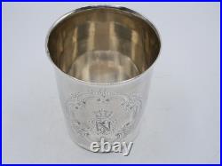 Rare Timbale 130 Grs Argent Massif Poincon Minerve Napoleon 3 Couronne Imperiale