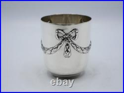 Rare Timbale Argent Massif Poincon Minerve Aucune Initiale Decor Louis XVI