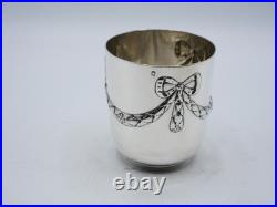Rare Timbale Argent Massif Poincon Minerve Aucune Initiale Decor Louis XVI