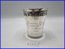 Rare Timbale En Argent Massif Poincon Minerve Art Nouveau Franc-maconnerie