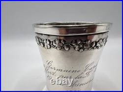 Rare Timbale En Argent Massif Poincon Minerve Art Nouveau Franc-maconnerie