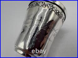 Rare Timbale En Argent Massif Poincon Minerve Art Nouveau Franc-maconnerie