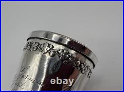 Rare Timbale En Argent Massif Poincon Minerve Art Nouveau Franc-maconnerie