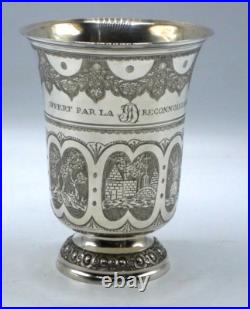 Rare Timbale Tulipe Gravee En Argent Massif Poincon 1 Er Coq Paris 1798