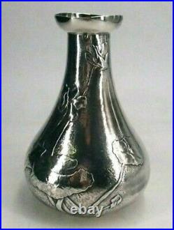 Rare Vase En Argent Massif Poincon Minerve 1 Er Titre Epoque Art Nouveau
