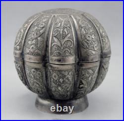 Rare boite à opium en argent massif poinçon chinois chine époque Qing 19eme