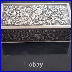 Rare boite argent massif poinçon étoile Espagne p/ pilules, pour timbres 36,4 gr