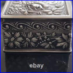 Rare boite argent massif poinçon étoile Espagne p/ pilules, pour timbres 36,4 gr