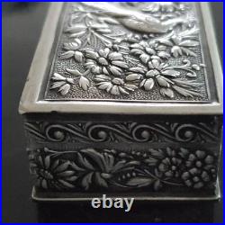 Rare boite argent massif poinçon étoile Espagne p/ pilules, pour timbres 36,4 gr