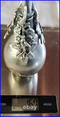 Rare flacon à eau de rose égyptien Gulabdan en argent massif 900 poinçon Caire