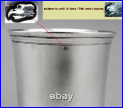 Rare timbale argent massif POINCON 1 ER COQ 1798-1809 gravé M? Françoise Dupont