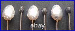 SAGLIER FRERES x6 Cuillères Argent massif poinçon Minerve café ébène caviar moka SAGLIER FRERES x6 Cuillères Argent massif poinçon Minerve café ébène caviar moka