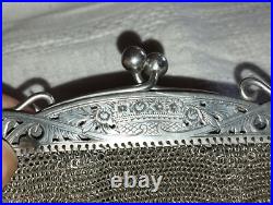 Sac de bal en argent massif 283 grammes poinçons araignée 800/1000 19e