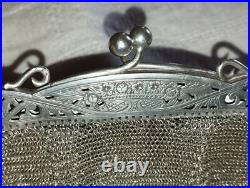 Sac de bal en argent massif 283 grammes poinçons araignée 800/1000 19e