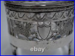 Saleron Tripode En Argent Massif Poincon 1 Er Coq Paris 1798 Et Cristal