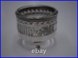 Saleron Tripode En Argent Massif Poincon 1 Er Coq Paris 1798 Et Cristal