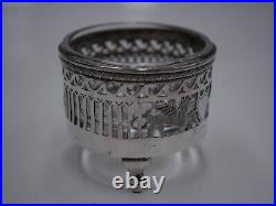 Saleron Tripode En Argent Massif Poincon 1 Er Coq Paris 1798 Et Cristal