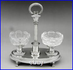 Saleron double époque Restauration argent massif poinçon VIEILLARD poids 531Grs