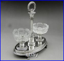 Saleron double époque Restauration argent massif poinçon VIEILLARD poids 531Grs