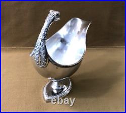 Saucière en argent massif poinçon 1er COQ époque EMPIRE 23 cm Sauce XIX minerve