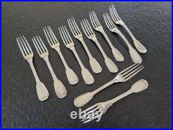 Série de 11 fourchettes en argent massif Charles Mahler poinçon Vieillard 909g