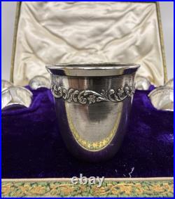Service 12 Verres A Liqueur En Argent Massif Poincon Minerve 1 Er Titre