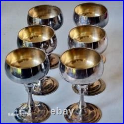 Service 6 Gobelet S. XIX. Argent 800, Intérieur en Vermeil. Poinçon Coq Français