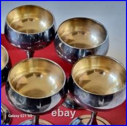 Service 6 Gobelet S. XIX. Argent 800, Intérieur en Vermeil. Poinçon Coq Français