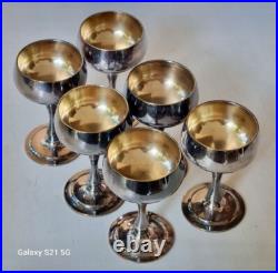 Service 6 Gobelet S. XIX. Argent 800, Intérieur en Vermeil. Poinçon Coq Français