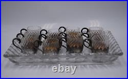 Service A Liqueur Verres Et Plateau En Argent Massif Poincon Minerve Baccarat