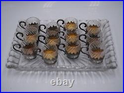 Service A Liqueur Verres Et Plateau En Argent Massif Poincon Minerve Baccarat