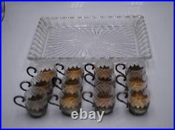 Service A Liqueur Verres Et Plateau En Argent Massif Poincon Minerve Baccarat