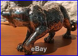 Statuette Leopard En Argent Massif 999 Signé Tenba Ncube Poincon 235 Gr