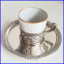 Sublimes Tasse et sous tasse égoïste en argent massif poinçon Minerve