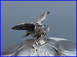 Sucrier En Argent Massif Xixe Rocaille Decor D Oiseau Poincon Minerve M1234