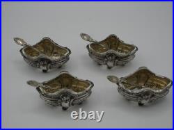 Suite De 4 Salerons En Argent Massif Poincon Minerve Decor Louis XV