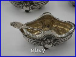 Suite De 4 Salerons En Argent Massif Poincon Minerve Decor Louis XV
