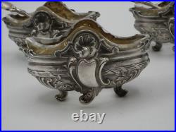Suite De 4 Salerons En Argent Massif Poincon Minerve Decor Louis XV