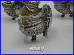 Suite De 4 Salerons En Argent Massif Poincon Minerve Decor Louis XV