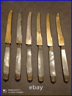 Suite De 6 Couteaux À Fruits En Argent Massif Poinçon Minerve Et Manche En Nacre Suite De 6 Couteaux À Fruits En Argent Massif Poinçon Minerve Et Manche En Nacre