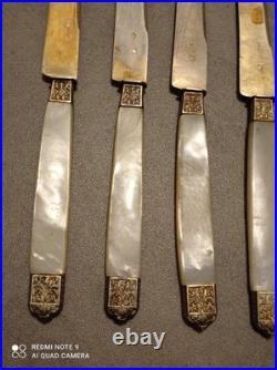 Suite De 6 Couteaux À Fruits En Argent Massif Poinçon Minerve Et Manche En Nacre Suite De 6 Couteaux À Fruits En Argent Massif Poinçon Minerve Et Manche En Nacre